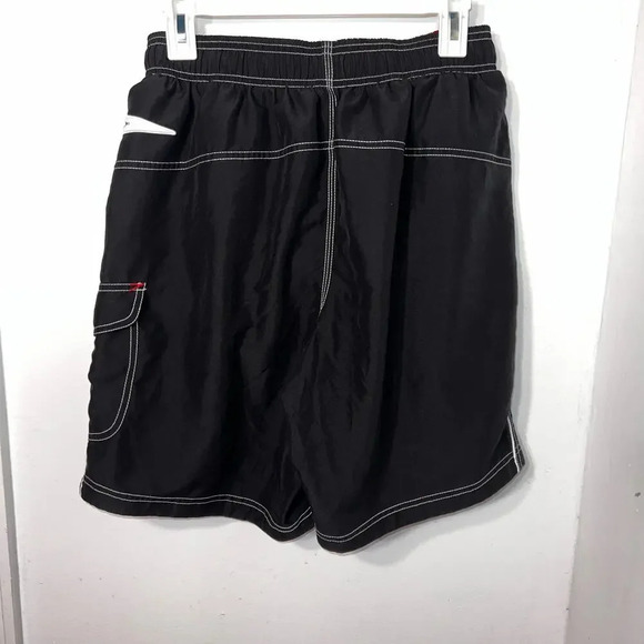 Speedo, M, black, red, white cargo board shorts, tie, mesh lined swim trunks - Picture 3 of 9